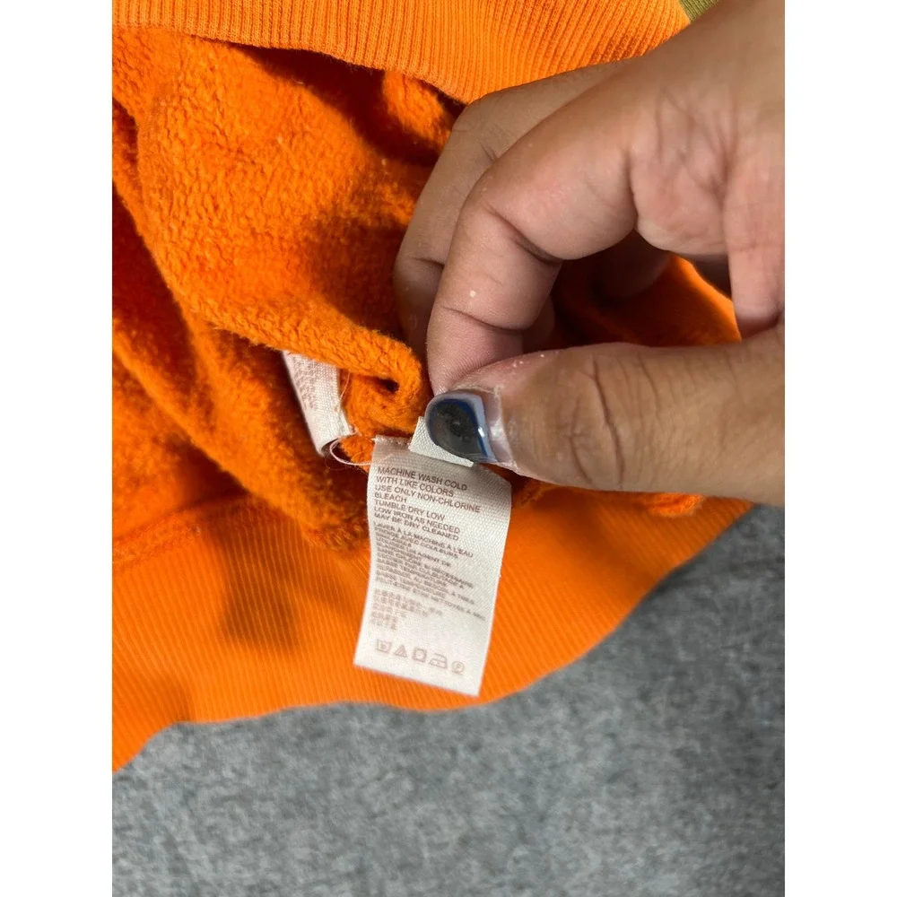 Free People Sweatshirt Womens XS Orange Fleece Lined Graphic Pullover Oversized